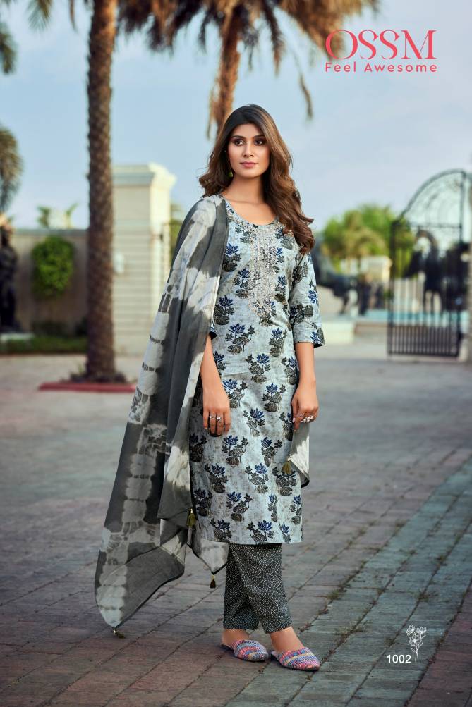 Cotton Culture By Ossm Printed Embroidery Kurti With Bottom Dupatta Wholesale Price In Surat